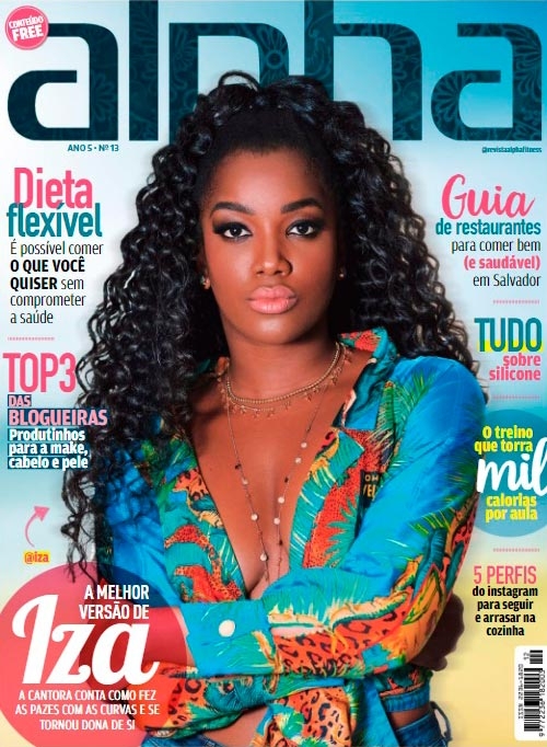 Cantora Iza estampa capa da nova Revista Alpha Fitness