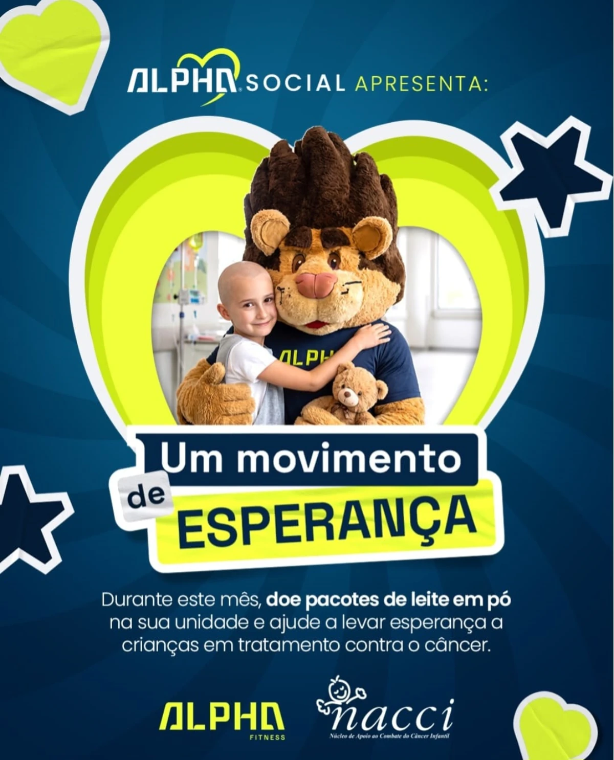 Rede Alpha Fitness mobiliza alunos em campanha de apoio a crianças em tratamento contra o câncer